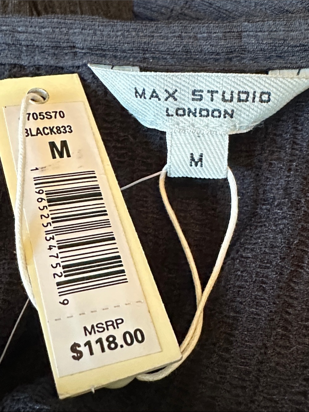 Max Studio Black Ribbed Scoop-Neck Elbow-Sleeve Top - Picture 2 of 4